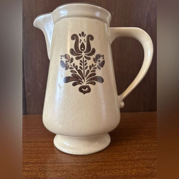 Vintage 1970s Pfaltzgraff Village Cream Pitcher with Brown Floral Design - Picture 4 of 7